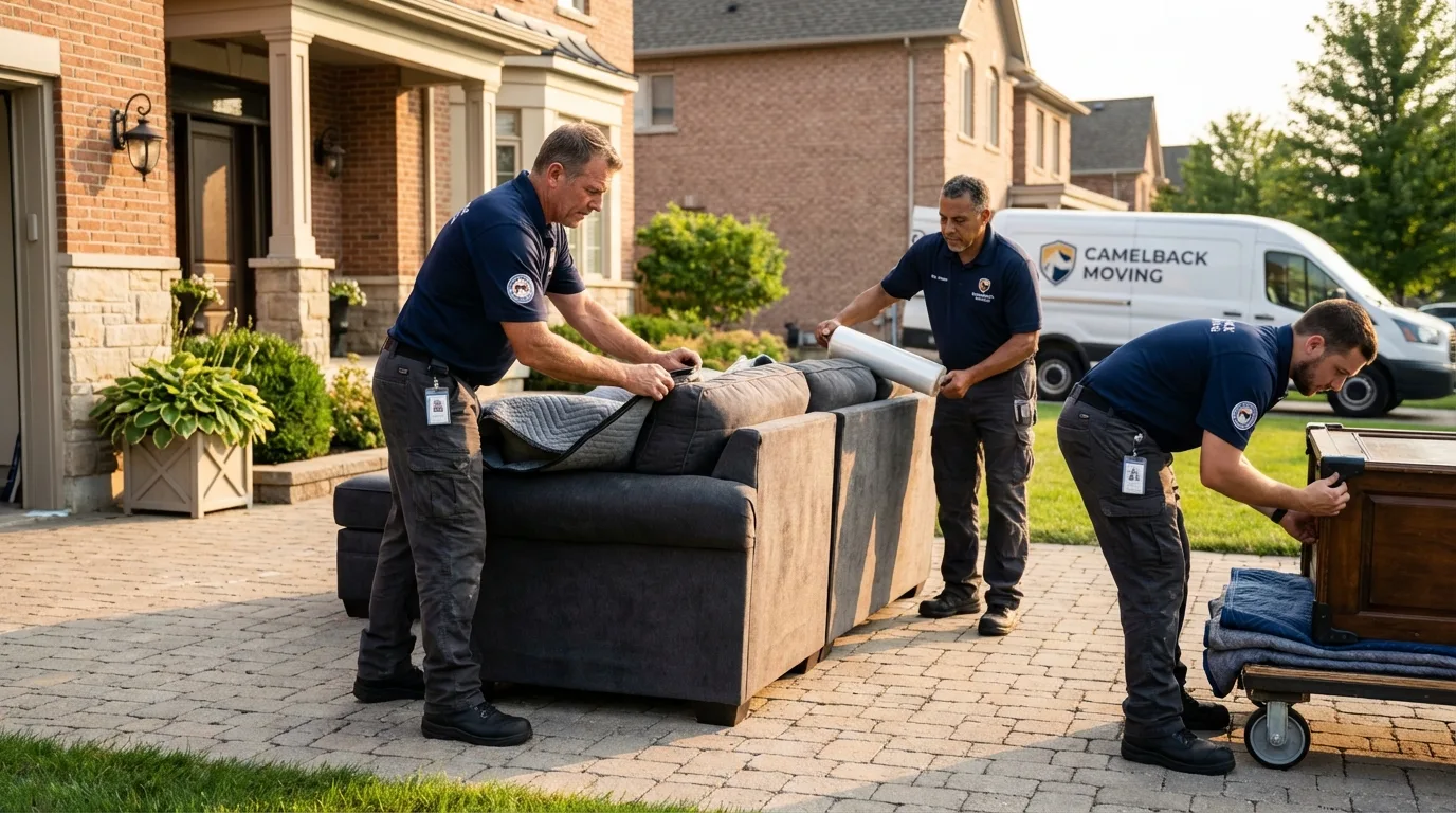Large estate moving crew wrapping furniture in Elkton, MD