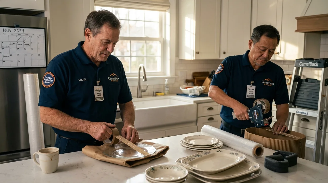 Professional crew packing kitchen dishware in Elkton, MD